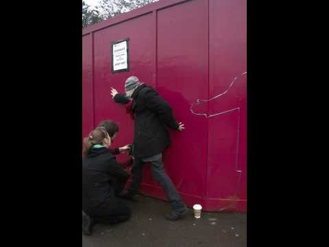 Art attack in Portswood on Sainsburys hoarding - Helen gets represented