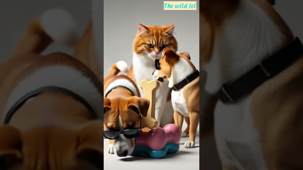 Cat steal dogs bone | Funny Animal Short | 