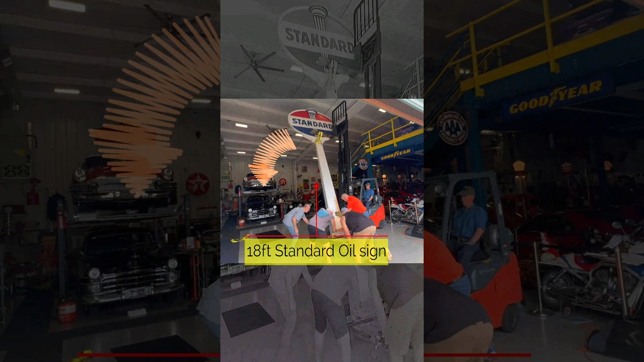 trying to stand up 18ft sign in the museum.... 