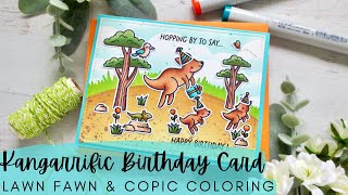 Kangarrific Birthday Card | Lawn Fawn NEW RELEASE | Copic Coloring an Australian Outback Scene