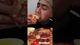 ASMR EATING DOMINOS PEPPERONI PAN PIZZA, BUFFALO WINGS & ARBYS CURLY FRIES SHORTS