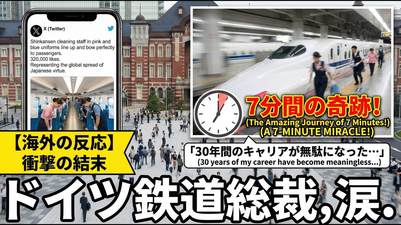 【海外の反応】「まさか…」ドイツ鉄道総裁、東京駅で倒れる。新幹線の「7分間の奇跡」を目の当たりに涙を流す…「30年間のキャリアが無駄になった」日本の清掃精神に世界が震撼する。