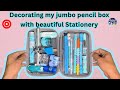 💕🥰decorating my jumbo pencil box with blue stationary🤩stationary haul, cute stationery collection