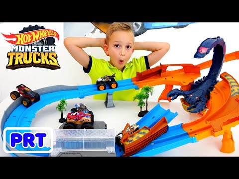 Vlad e Niki colecionam carros de brinquedo Hot Wheels Monster Trucks