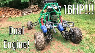 Dual Engine Independent Suspension Go Kart First Ride!