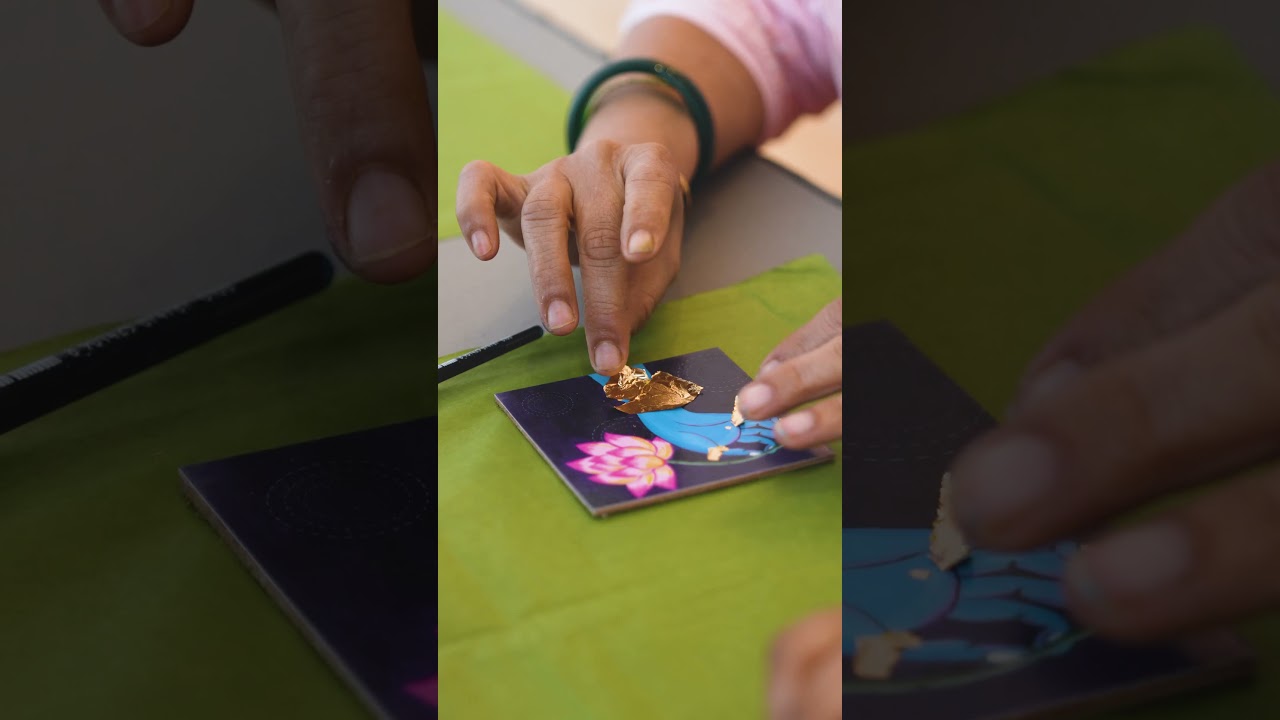 gold foil painting workshop at NMACC Mumbai. 