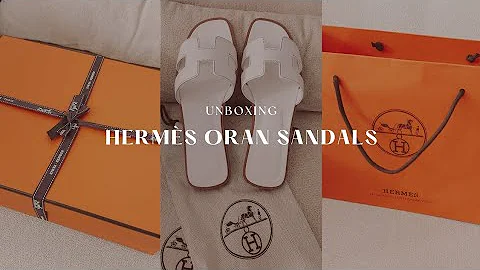 Hermès Oran sandals unboxing white from the boutique in Brisbane.