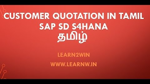 Customer Quotation SAP SD in Tamil #saptamil #sap #sapsd #learntowin #learn2win