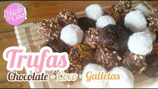 Trufas de Chocolate , Coco y Galletas con solo 3 ingredientes [Fáciles y rápidas]