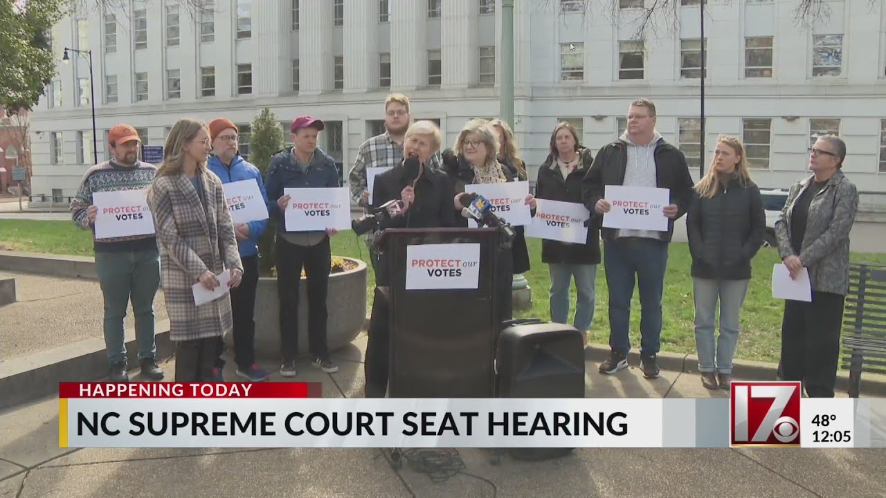 Democrats rally before NC Supreme Court federal hearing - YouTube