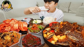ASMR MUKBANG | คัลบีจิมเนื้อใหญ่, กิมจิ, อาหารเกาหลีที่บ้าน สูตรอาหาร ! การกิน