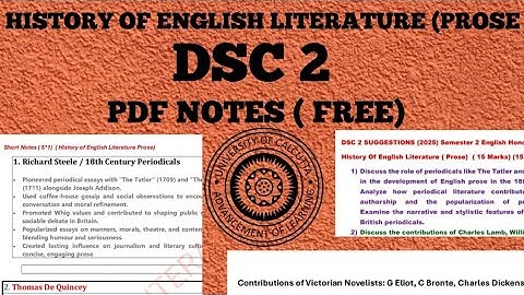 Cu English Honours DSC 2 2025 Examination ( Suggestions+ Notes) ( Long Questions+ Short Questions)