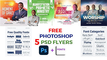 🎁 FREE 5 Church Flyer PSDs + 100 Fonts Pack | Photoshop Editable | Wringle Motions