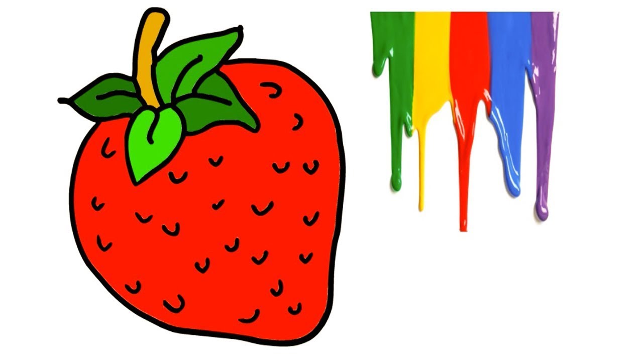 Strawberry Drawing for Kids Easy Coloring Step by Step | Little Channel | H...