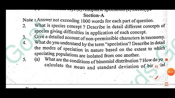 Biostatistics,principle of taxonomy and evolution question paper