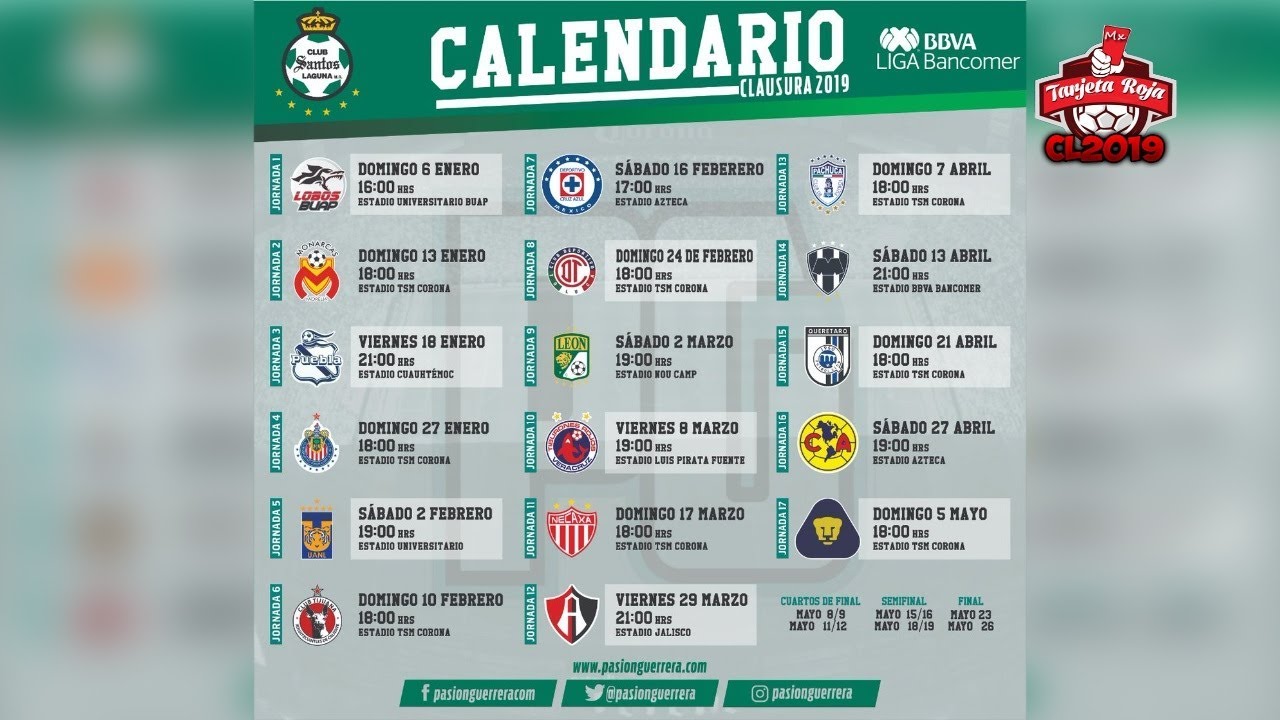 Arriba 105+ imagen calendario club santos laguna Abzlocal.mx