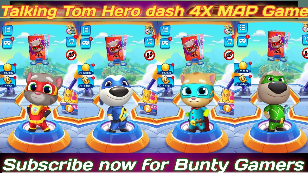 Talking tom Hero dash 🤯 4X MAP Game play video's 😲 Bunty Gamers Android Game 