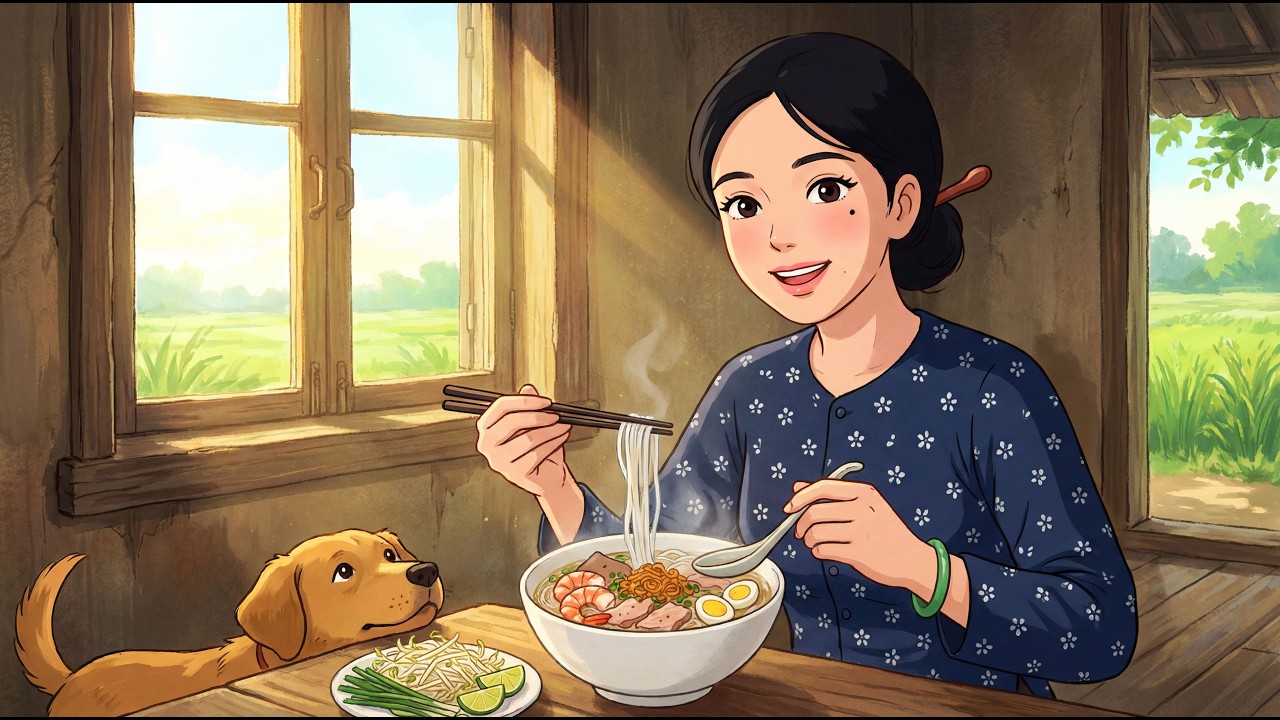 Cooking Hủ Tiếu from Scratch - Vietnamese Clear Noodle Soup | Ghibli Style ASMR Cooking