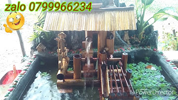 Nguồn nước bộ gõ nhạc chạy xe đạp tiểu cảnh bằng tre.bamboo tube