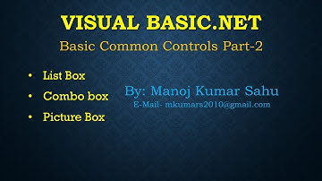 Basic Common Controls of VB NET List Box Combo Box & Picture Box