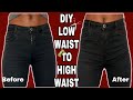 How To Easily Transform Low Waist Jeans to High Waist Jeans | DIY | NO SEWING MACHINE | Hand Stitch