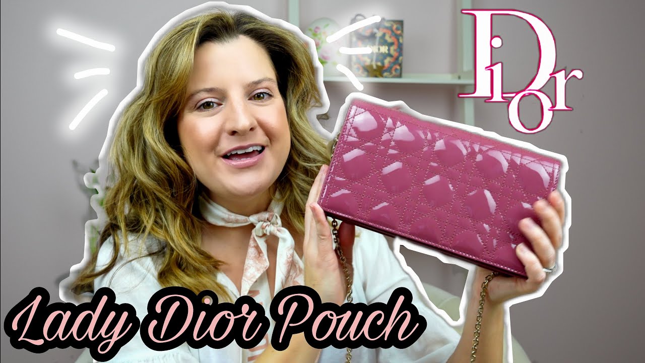 Lady Dior Pouch Cherry Red Patent Cannage Calfskin