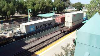 BNSF Stack Train Going East Meets Another BNSF Stack Train Going West - Riverside, CA USA 6/27/2019