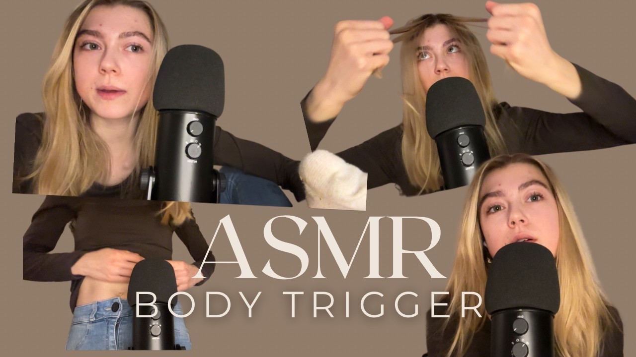 ASMR: Body Trigger - finger fluttering, feet, skin scratching, mouth sounds, inaudible whispering 🤭