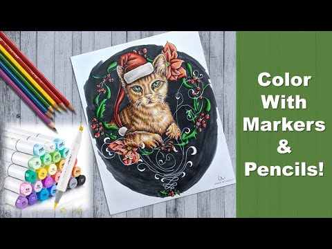 How To Color Pencils Over Ohuhu Marker! Coloring Tutorial: Christmas Cat! –  Artistry By Lisa Marie