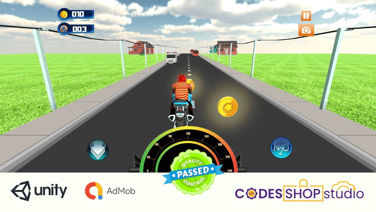 Highway Bike Rider | Traffic Racer 64 Bit Source Code | Unity game