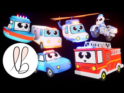 Police And Rescue Vehicles! Fun Music And Animation ! Lottie Bunny Sensory