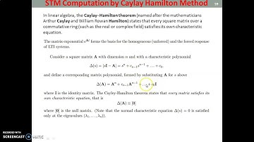 Computation of STM by Laplace Transform Method & Caylay Hamilton Method