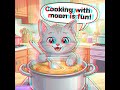 "cute cartoon cat family happily eating soup together at a colorful cozy kitchen table"#CartoonCats