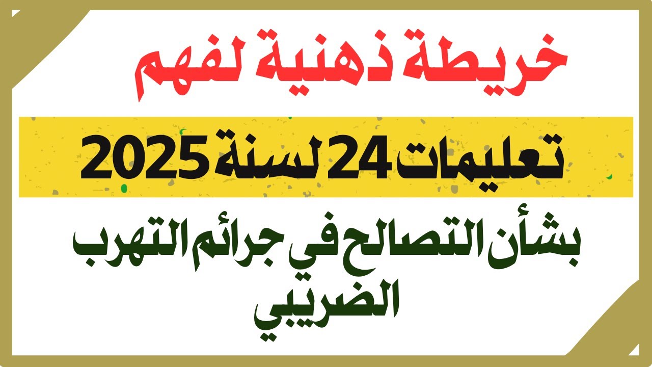 خريطة ذهنية لعرض وشرح تعليمات 24 لسنة 2025 .. التصالح في الجرائم والمخالفات الضريبية