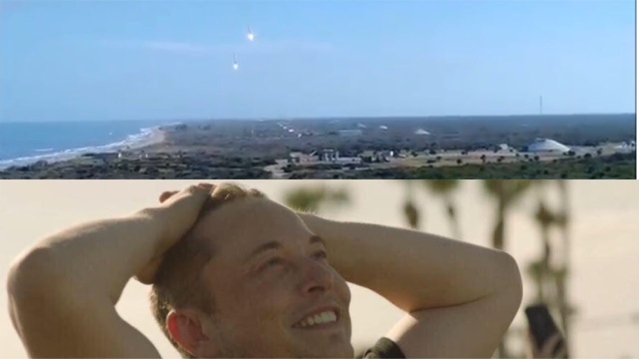 SPECTACULAR FOOTAGE | DUAL BOOSTER LANDING | FALCON HEAVY | SPACEX ...