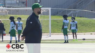 Riders head coach Corey Mace settles into day 2 at rookie training camp in Saskatoon