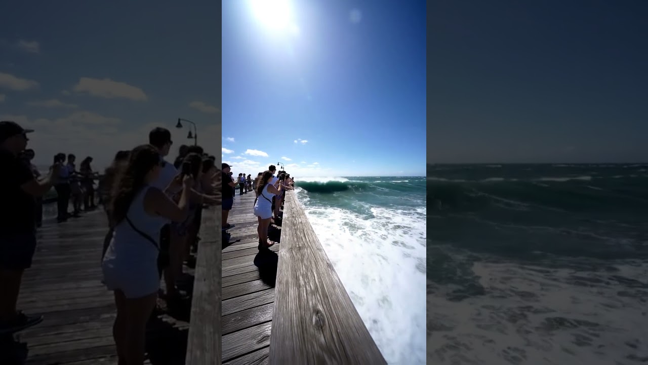 Watch Rogue Wave Drenches the Pier! #beach #waves #surf #travel on YouTube Watch Rogue Wave Drenches the Pier! #beach #waves #surf #travel on YouTube