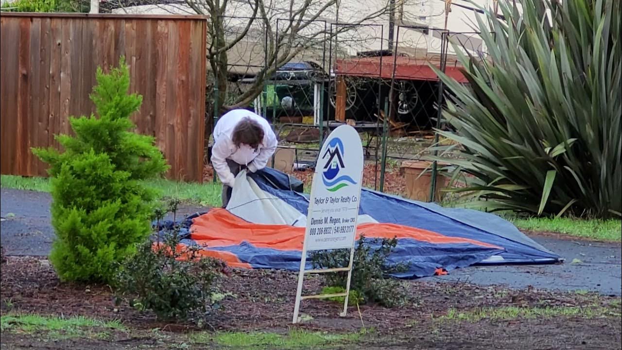 Local tweaker dragged her tent down the street. Told her to get off