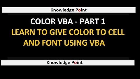 Color  Related VBA - Part 1
