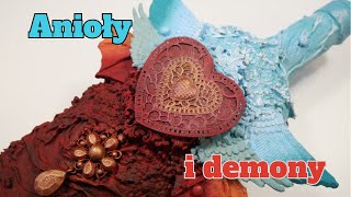 Anioły i demony/Mixmedia bottle/Greta Art Studio