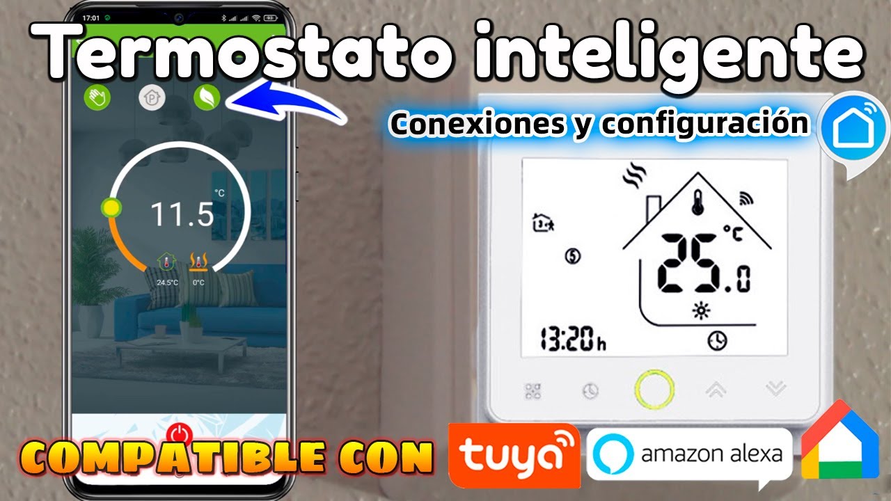 Termostato Tuya / Smart Life - calefacción por suelo radiante, blanco,  GoogleHome, Alexa