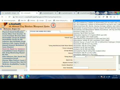 e-aushadhi, MNDY, RMSC, Rajasthan details of NA hit, stock on hand of Substore, EDL etc