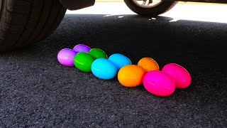 Crushing Crunchy & Soft Things by Car!  EXPERIMENT Easter Eggs vs Car