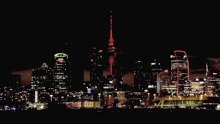 Auckland Sky Tower Lights up Red 4K