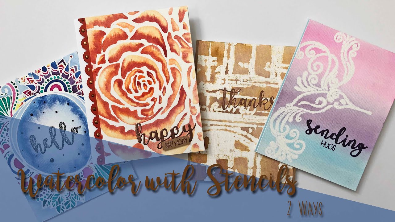 Watercolor with Stencils - YouTube