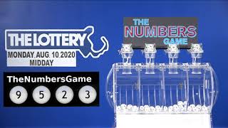 Midday Numbers Game Drawing: Monday, August 10, 2020