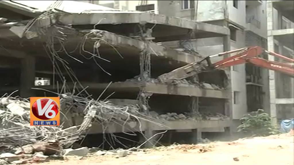 GHMC demolishes illegal constructions in Ayyappa Society