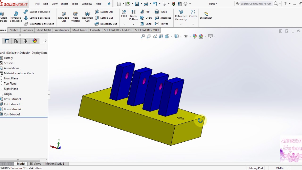 SolidWorks 2016 Tutorials for Beginners Part Design 01