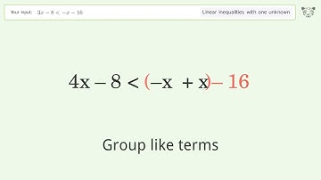 Solving Linear Inequalities: 3x-8 is Smaller Than -x-16