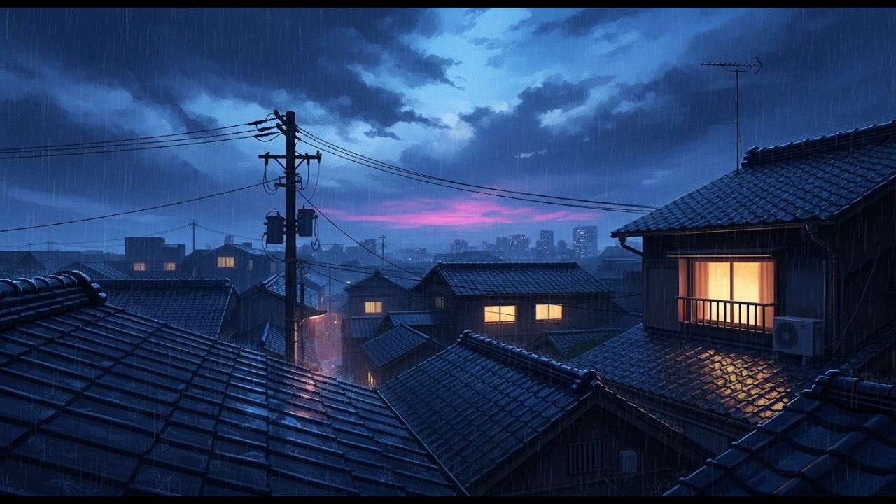 Lofi Hip Hop Beats 🌧️ Rainy Nights in 90s Japanese Town 🌆 Relaxing Study Mix